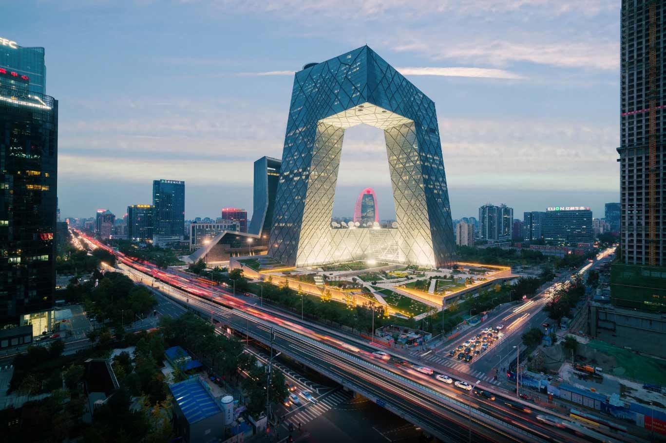 中国，北京，中央电视台，总部大楼，照明预览 | 10wallpaper.com