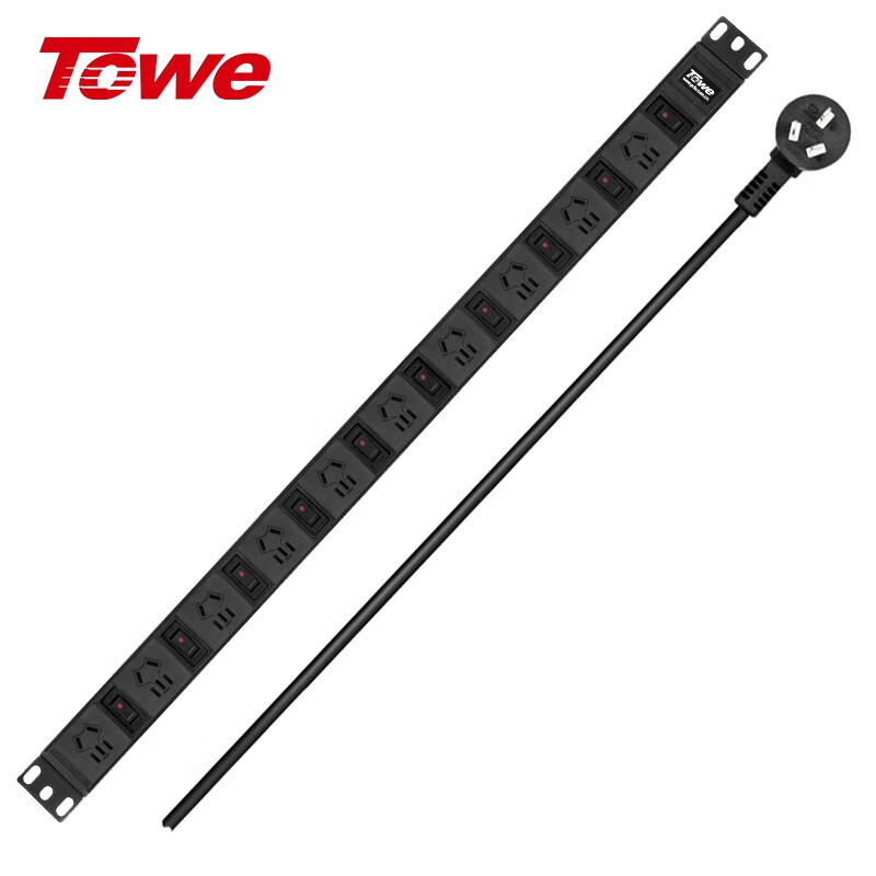 TOWE同为分控PDU机柜机架机箱插座 单开单控工业工程插排 办公、工厂、实验室、水族鱼缸专用安全插座 EN10/G1010K1