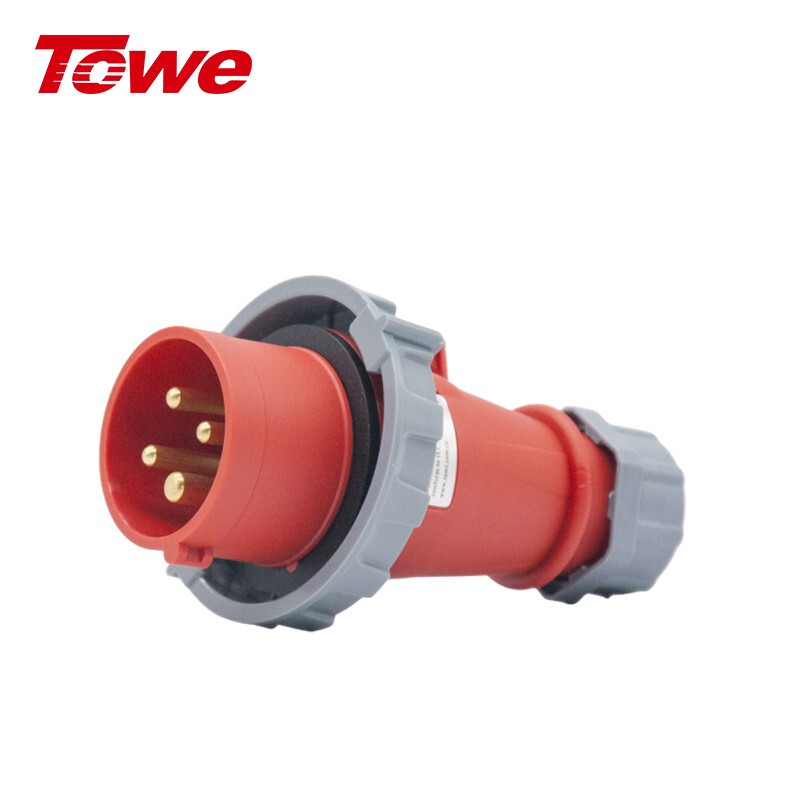 尼龙 3P+E 四芯 16A 380-415V IP67，红灰，工业连接器，公头