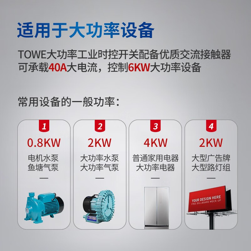 功能：7天定时，最小定时单位：1S，定时组数：18组，电压：220V，电流20A，接线式，导轨安装，宽度4模数